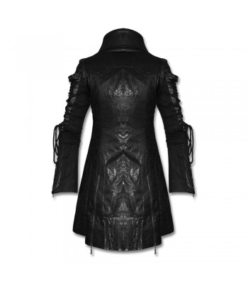 Men Steampunk Military Coat Black Faux Leather Goth Poison Jacket New Clothing